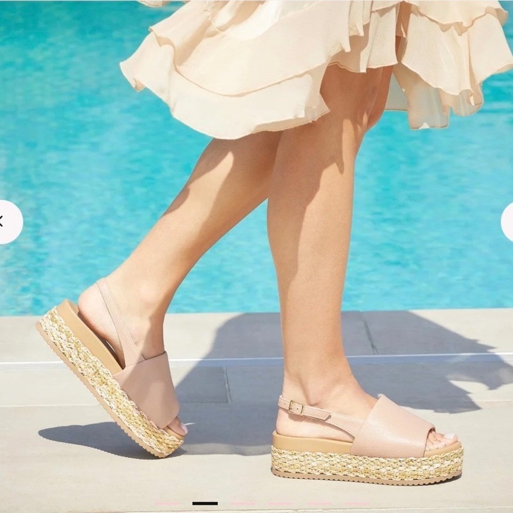 Sole Bliss Brandy Platform Espadrille Sandals Women size 37 Bunion Bed Leather